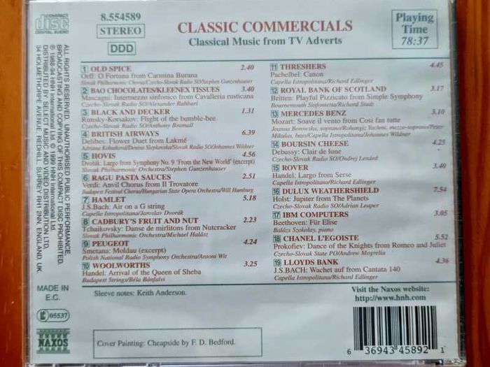 CD Classic Commercials - Music from TV adverts, VG condition.