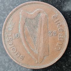 1933 Ireland 1d Penny coin