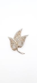 935 Silver Filigree Leaf Brooch