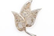 935 Silver Filigree Leaf Brooch