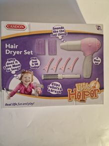 Casdon Little Helper Hair Dryer Set 8 Piece Kids Role Play Styling Kit NEW