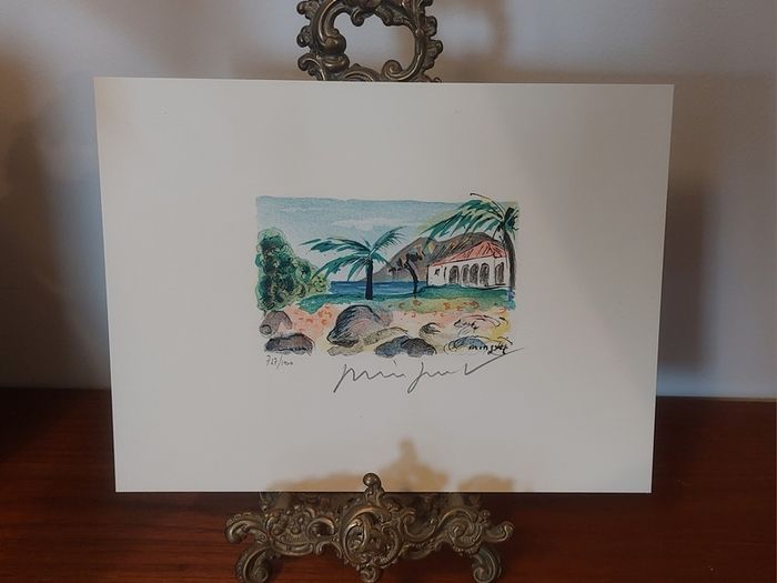Fantastic Limited-Edition Hand-Signed Lithograph Print of a Caribbean Scene by the Renowned French Artist Alexandre Minguet (1937-1996), #737/1000