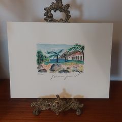 Fantastic Limited-Edition Hand-Signed Lithograph Print of a Caribbean Scene by the Renowned French Artist Alexandre Minguet (1937-1996), #737/1000