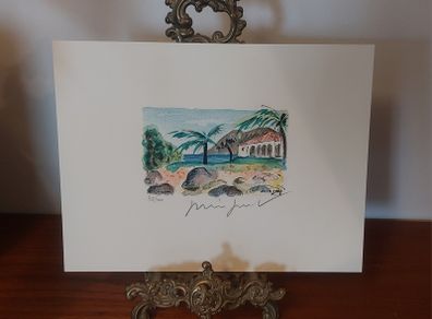 Fantastic Limited-Edition Hand-Signed Lithograph Print of a Caribbean Scene by the Renowned French Artist Alexandre Minguet (1937-1996), #737/1000
