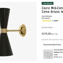 Mullan Cairo Mid-Century Double Cone Brass Wall Light
