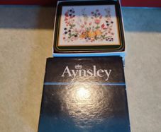 6 x Aynsley Square Coasters - Somerset Pattern - Boxed