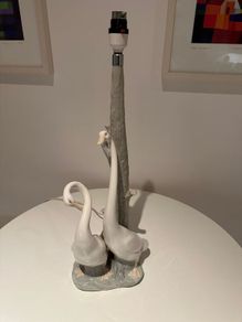 NAO/LLADRO Ceramic Lamp Stand Pair of Geese
