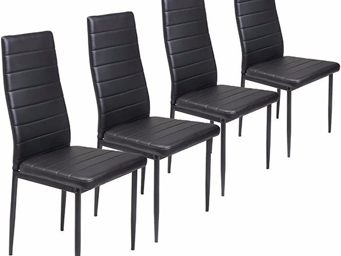 Stunning Modern Faux Leather Black White Dining Chair Chairs Set Dining Kitchen Room Chair SET OF 4 (FREE POSTAGE)