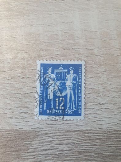 East Germany 1949 "Postal Workers' Union Congress" 12 Pfennig Stamp cancelled - free standard postage