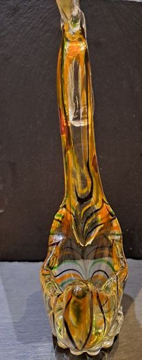 Vintage Heavy Art Glass Chicken Bowl