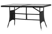 Garden Table Black 140x80x74 cm Poly Rattan