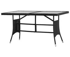 Garden Table Black 140x80x74 cm Poly Rattan
