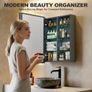 70x50cm Aluminum LED Bathroom Mirror Cabinets, 3 Color Light Modes & Defogger, Family-Friendly with 3 Storage Shelves, Moisture-Resistant Easy Assemble for Small Bathrooms/Rental Apartments Image 5