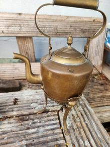 French kettle on stand .Brass and copper.