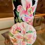 Vintage Metal Ware St Michaels Shortbread Tin Cannister Pink Stargazer Lilies Lid Nice Image 7