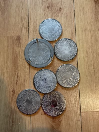 Vintage metal coasters with stand