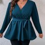 SHEIN  Teal Belted Peplum Blouse. Size 16. New Image 4