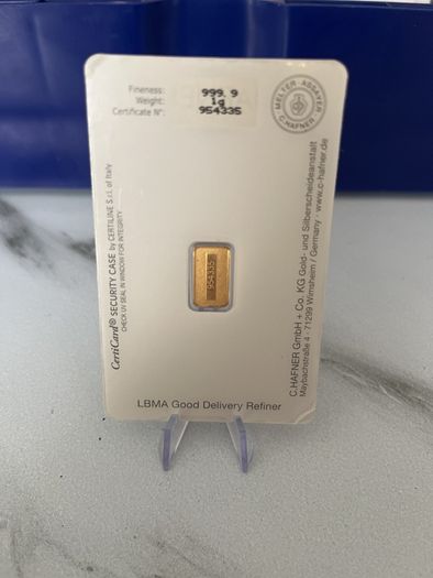 1gram Fine 9999 Gold Bullion C.Hafner Bar.