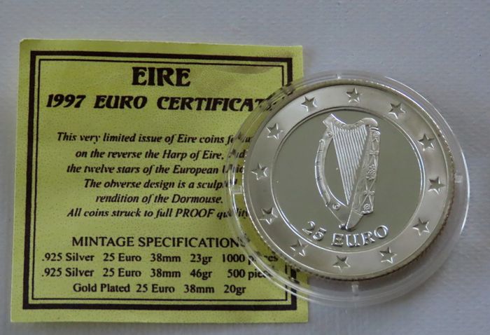 Rare Ireland Silver 25 Euro 1997 Proof Dormouse - Only 1000 mintage