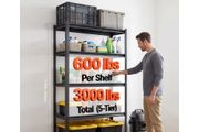 Storage Shelves, 5-Tier Adjustable, 1360.8 kg Capacity, Heavy Duty Garage Storage Shelving Unit, Metal Utility Rack Shelf, for Garage Warehouse Basement Kitchen, 1030 mm W x 465 mm D x 1813 mm H