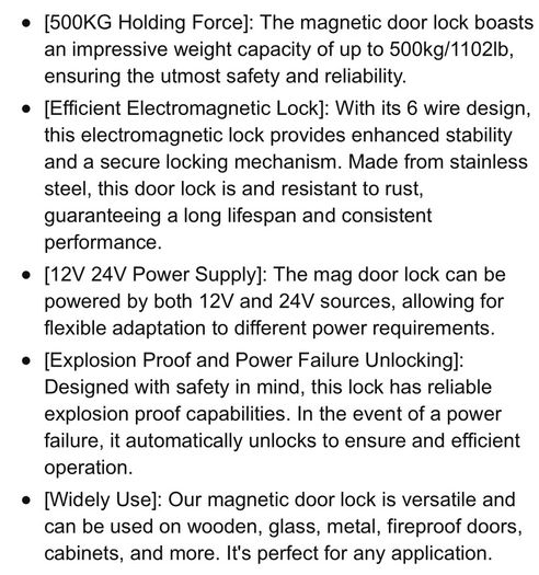 magnetic door lock magnetic door lock boasts an impressive weight capacity of up to 500kg/1102lb