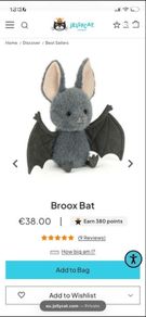 New JELLYCAT Halloween Collection Broox Bat