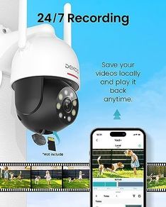 Security Camera Outdoor, CCTV Camera with Auto Tracking, Sound-Light Alarm, WiFi Home Security Camera Support Pan-Tilt 360 View, 2-Way Audio, Color Night Vision, Waterproof