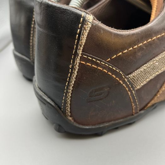 Skechers Mens 10 EU 45 Relaxed Step Brown Leather Casual Walking Shoes