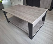 Grey Wood Coffee Table with Lower Shelf