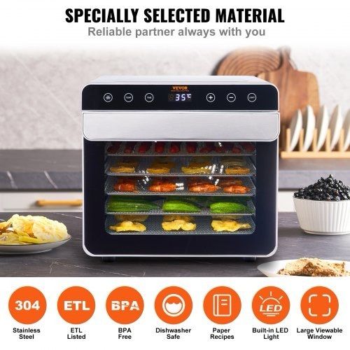 NEW SALE |  6 Trays Food Dehydrator Machine Stainless Steel 700W Jerky Fruit Drying