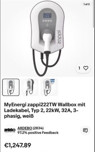 New Myenergi Zappi Tethered EV Charger type 2 kit