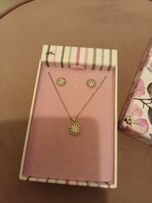 Matching silver pendant and earrings set