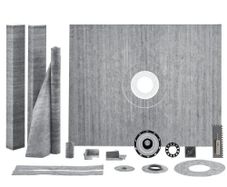 Shower Curb Kit, 1219x1524mm Shower Pan Kit with 50.8mm ABS Central Flange, Waterproof Membrane, Stainless Steel Grate,