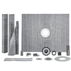 Shower Curb Kit, 1219x1524mm Shower Pan Kit with 50.8mm ABS Central Flange, Waterproof Membrane, Stainless Steel Grate,