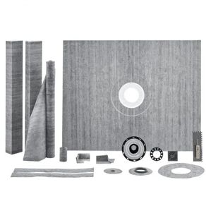 Shower Curb Kit, 1219x1524mm Shower Pan Kit with 50.8mm ABS Central Flange, Waterproof Membrane, Stainless Steel Grate,