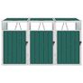 Triple Garbage Bin Shed Green 213x81x121 cm Steel Image 5
