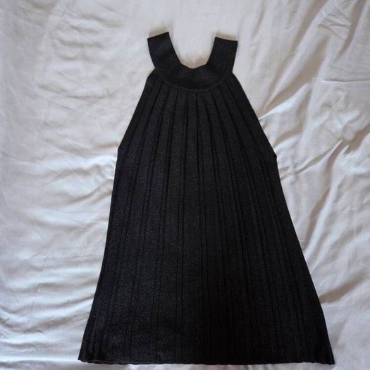 Black sparkly pleated top, size 8