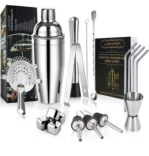 19 Pcs Cocktail Making Set, Stainless Steel Bartender Kit with 750ML Boston Cocktail Shaker for Party, Bar, Home (FREE POSTAGE)