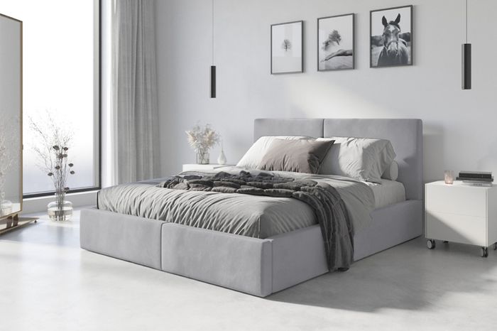 Bedroom Hilton upholstered bed frame. Storage box and  lifter support