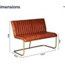 Brown Leather Bench Gold Leg Image 5