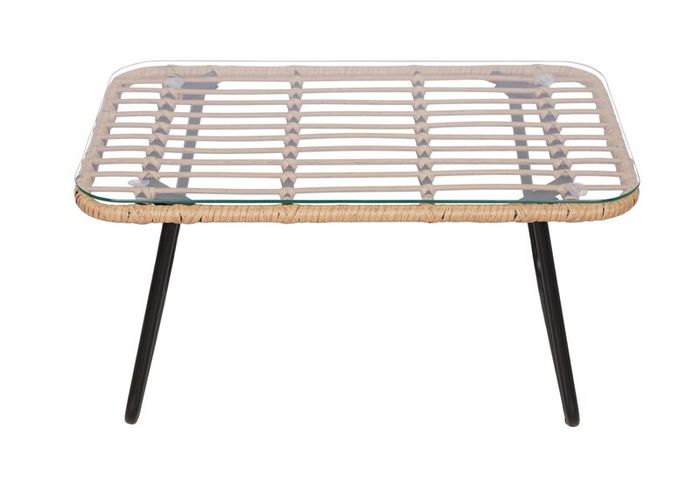Vermont Grey Rattan Garden Set  2 Armchairs, Sofa, Glass Table