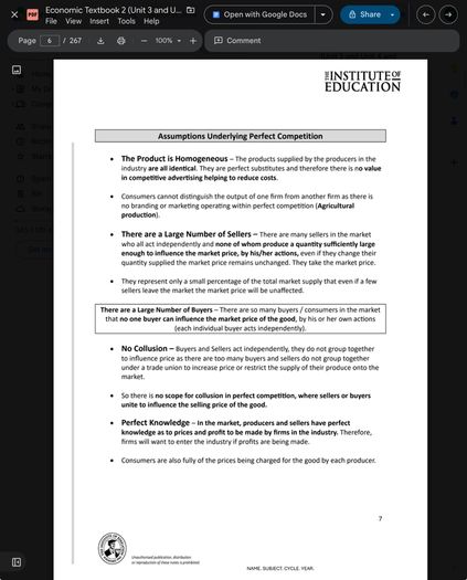Leaving Cert Economics Institute Notes