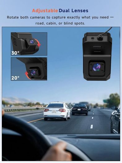 Dash Cam Front and Inside 2.5K+1080P Mini Camera for Cars, Hidden Car Camera Front and Interior, Super Night Vision, 4 IR LEDs, G-Sensor, 24H Parking Mode, Loop Recording, With 32GB Card, Dark