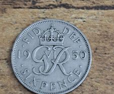 Great Britain UK 1950, 6 Pence Sixpence Coin, George VI - free standard postage