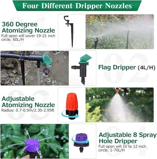 NEW SALE | 100FT Drip Irrigation System, 173Pcs Micro Irrigation Kit, Greenhouse Plant Watering Hose, Automatic Irrigation System with Adjustable Nozzle Sprayer and Dripper Automatic for Lawn, Garden, Patio