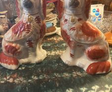 Victorian Staffordshire large mantle dogs
