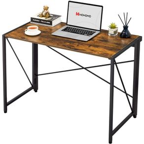 WOHOMO Modern Small Computer Folding Desk For Home Office, Rustic Brown, 39"
