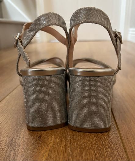 Silver Glitter Evening Sandals / Shoes Size 5