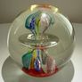Vintage Hand Blown Art Glass Floating Ring Flower Paperweight Image 2