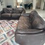 Two Italian leather 3 seater sofas Image 7